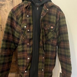 Dickies Fleece Hooded Flannel Shirt Jacket